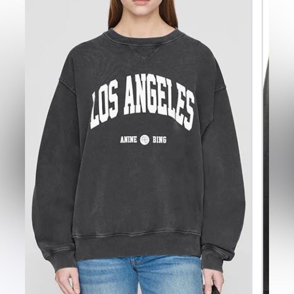 Anine Bing Charcoal Oversized Los Angeles Sweatshirt Medium